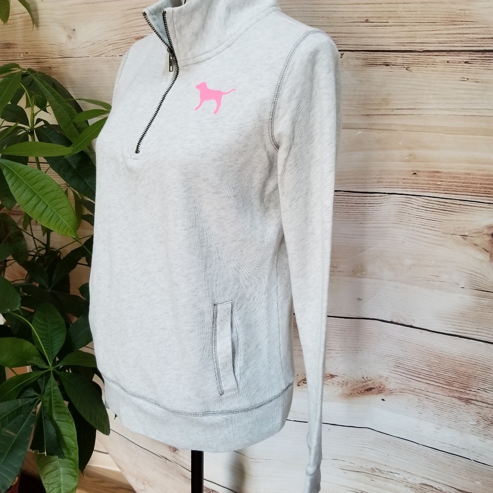3/$28 Pink  Pullover Gray Half zipper  Sz S - Picture 2 of 7